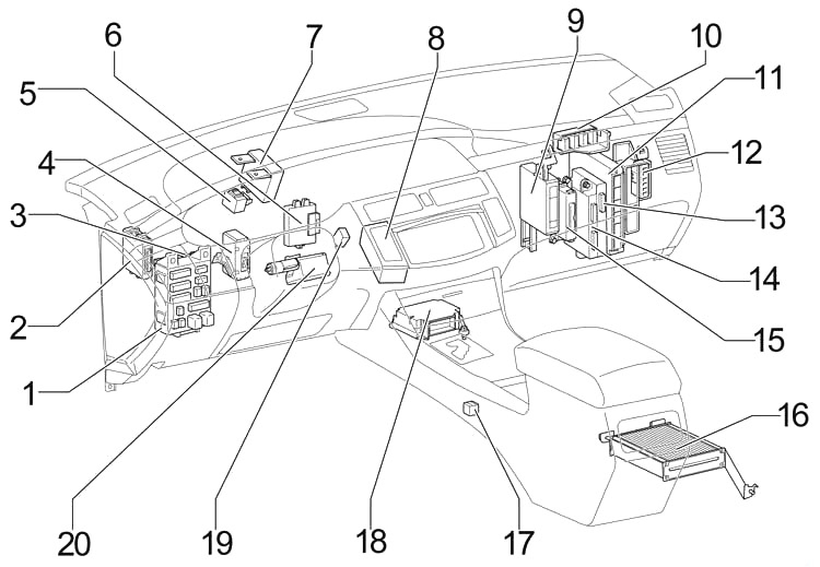 Toyota Avalon (GSX30) (2005-2012) – Sicherungs- und Relaiskasten