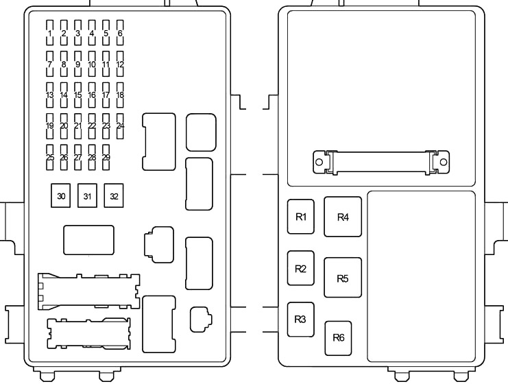 Toyota Camry (XV30) (2001-2006) – Sicherungs- und Relaiskasten